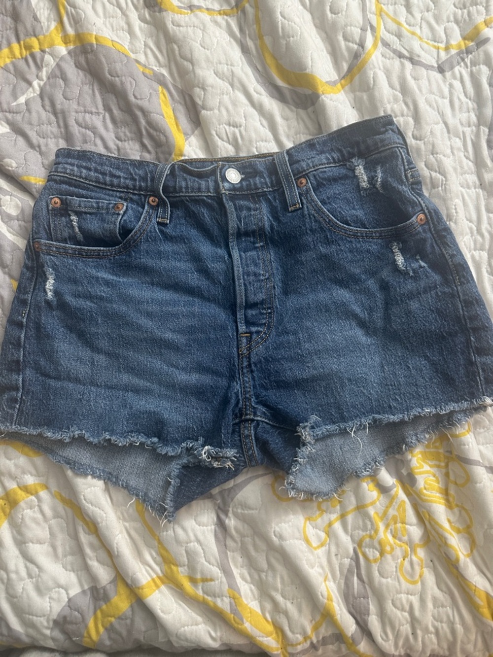 Levi's 501  Dark Blue High-Rise Cutoff Denim Shorts